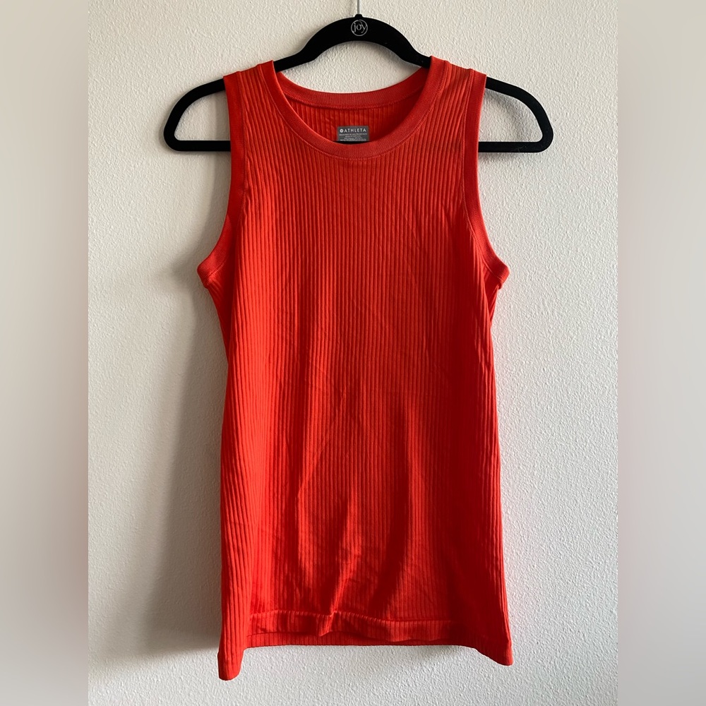 NWOT Athleta Orange Ribbed Athletic Tank Top Size Small